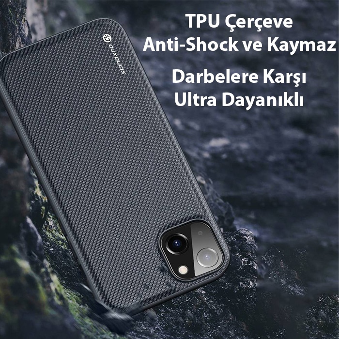 Dux Ducis Fino Serisi iPhone 14 6.1 Premium Dokuma Silikon Kılıf