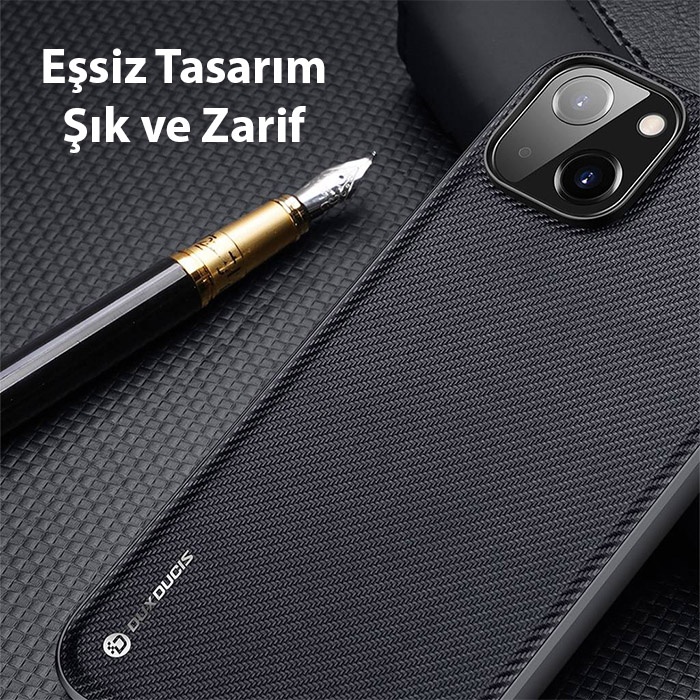 Dux Ducis Fino Serisi iPhone 14 Plus 6.7 Premium Dokuma Silikon Kılıf