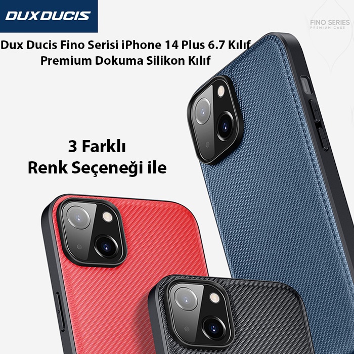 Dux Ducis Fino Serisi iPhone 14 Plus 6.7 Premium Dokuma Silikon Kılıf