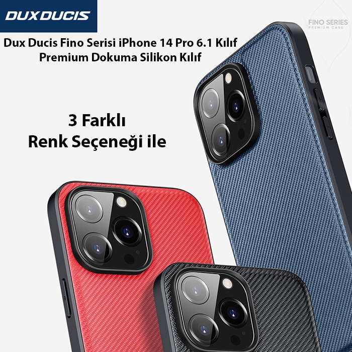 Dux Ducis Fino Serisi iPhone 14 Pro 6.1 Premium Dokuma Silikon Kılıf