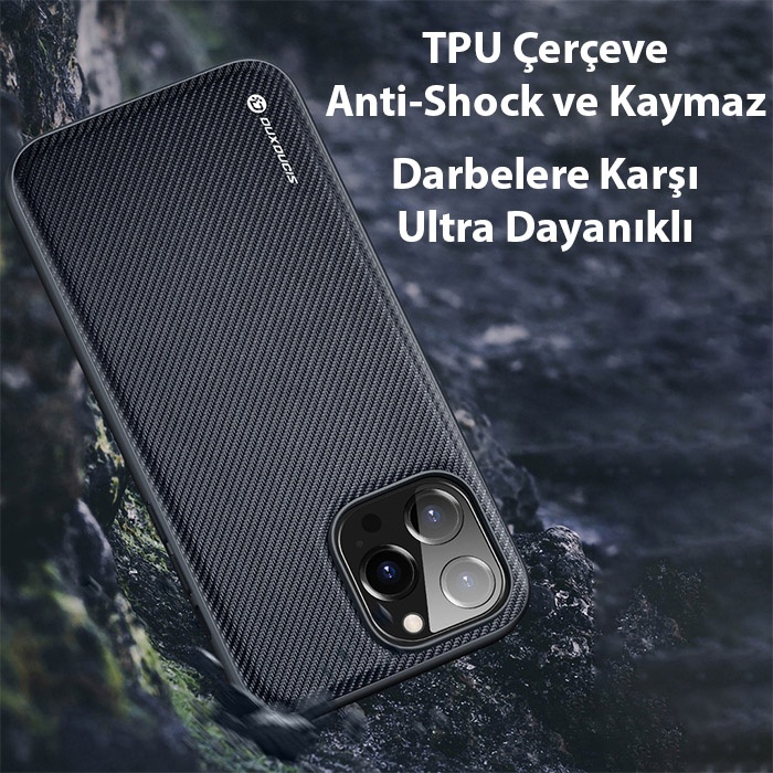 Dux Ducis Fino Serisi iPhone 14 Pro 6.1 Premium Dokuma Silikon Kılıf