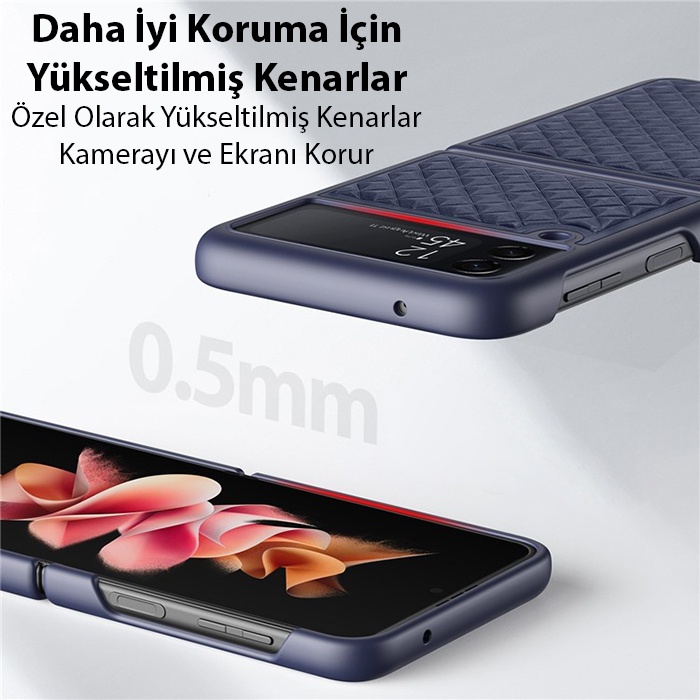 Dux Ducis Venice Seri SM Galaxy Z Flip3 5G Premium Deri Kılıf