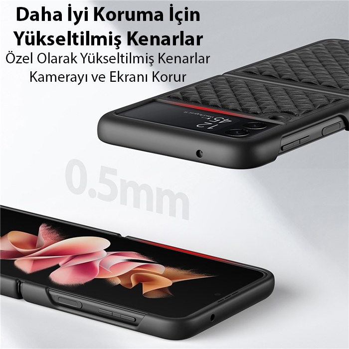 Dux Ducis Venice Seri SM Galaxy Z Flip4 5G Premium Deri Kılıf