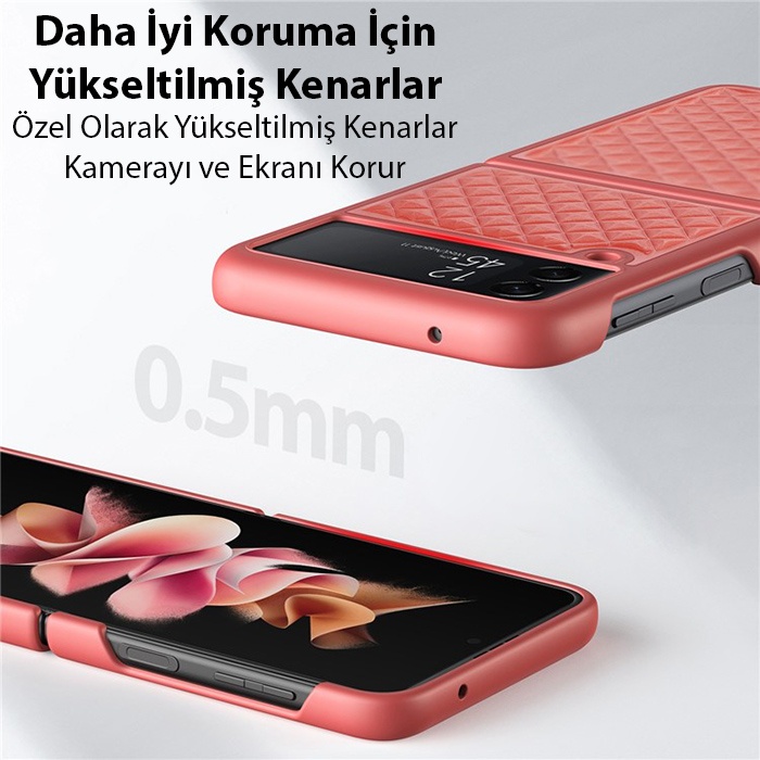 Dux Ducis Venice Seri SM Galaxy Z Flip4 5G Premium Deri Kılıf