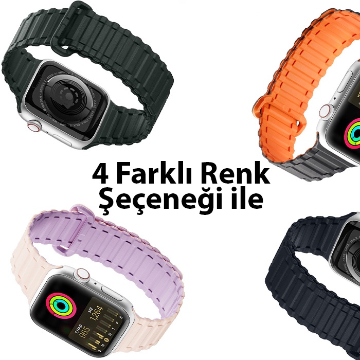 Dux Ducis Apple Watch 42-44-45MM için Manyetik Armor Silikon Kordon Kayış