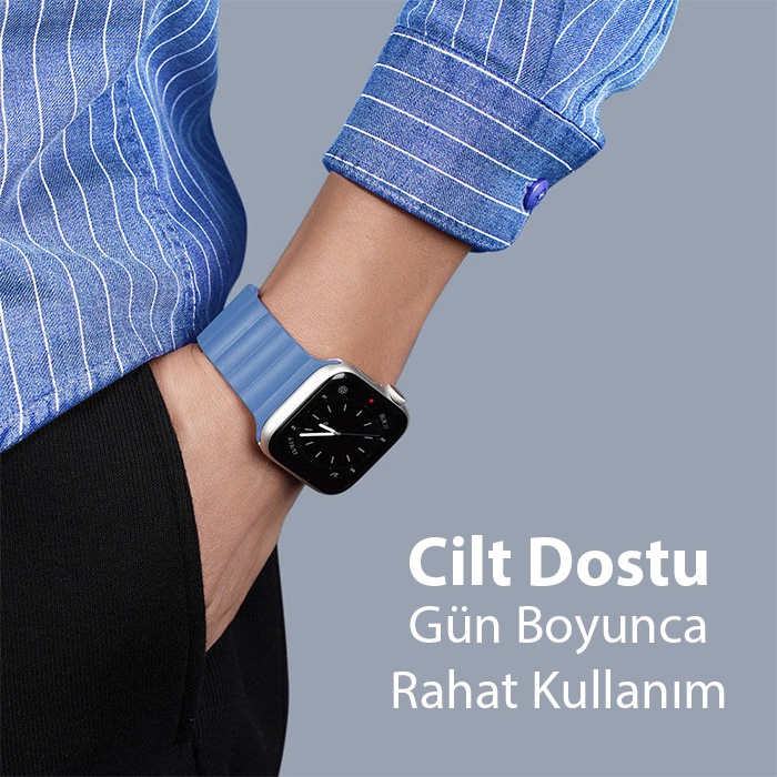 DUX DUCIS Apple Watch 38-40-41MM için Manyetik Zincir Versiyon PU Deri Kayış Kordon