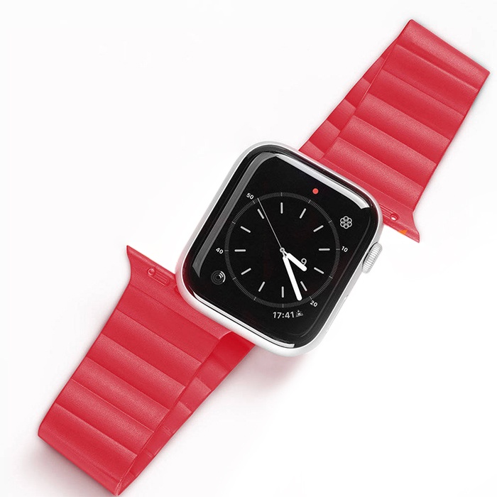 DUX DUCIS Apple Watch 38-40-41MM için Manyetik Zincir Versiyon PU Deri Kayış Kordon