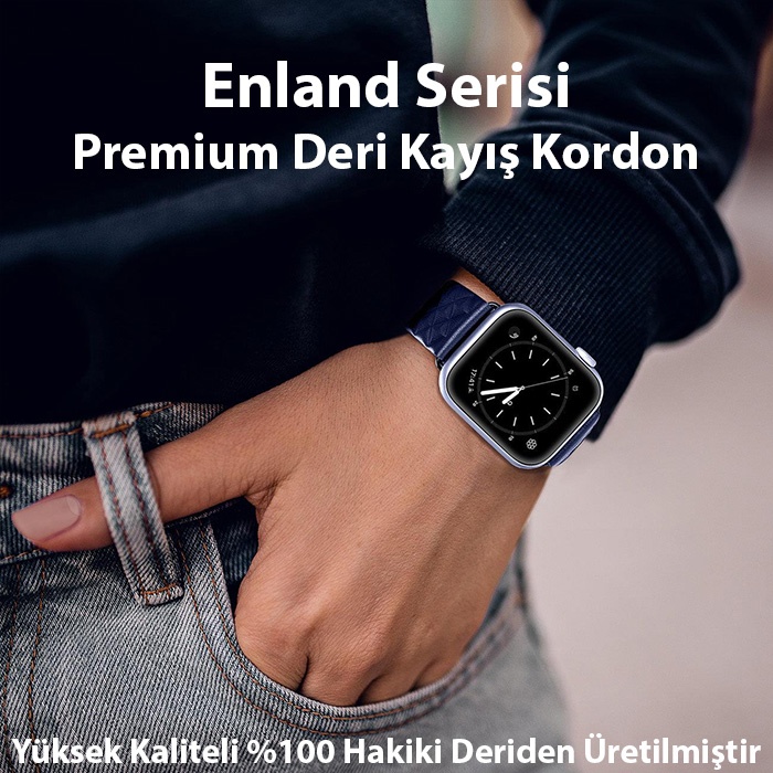 Dux Ducis Apple Watch 42-44-45MM için Enland Serisi Premium Deri Kayış Kordon