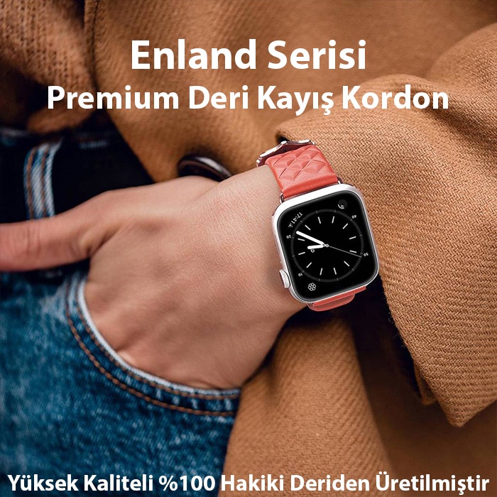 Dux Ducis Apple Watch 42-44-45MM için Enland Serisi Premium Deri Kayış Kordon