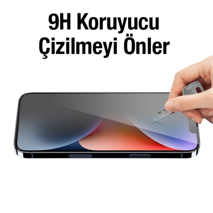 İPhone 14 6.1 3D Full Privacy Gizlilik Cam Ekran Koruyucu Anti-Spy