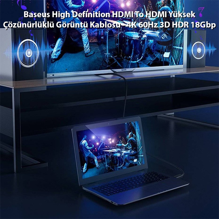 Baseus High Definition HDMI To HDMI Görüntü Kablosu - 4K 60Hz 3D HDR 18Gbps 5m