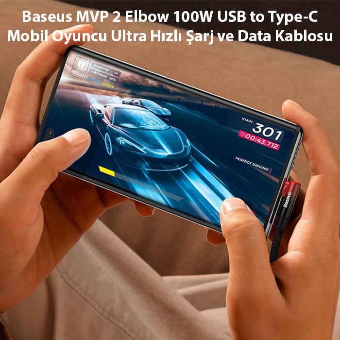 Baseus MVP 2 Elbow 100W USB to Type-C Mobil Oyuncu Ultra Hızlı Şarj ve Data Kablosu 2m