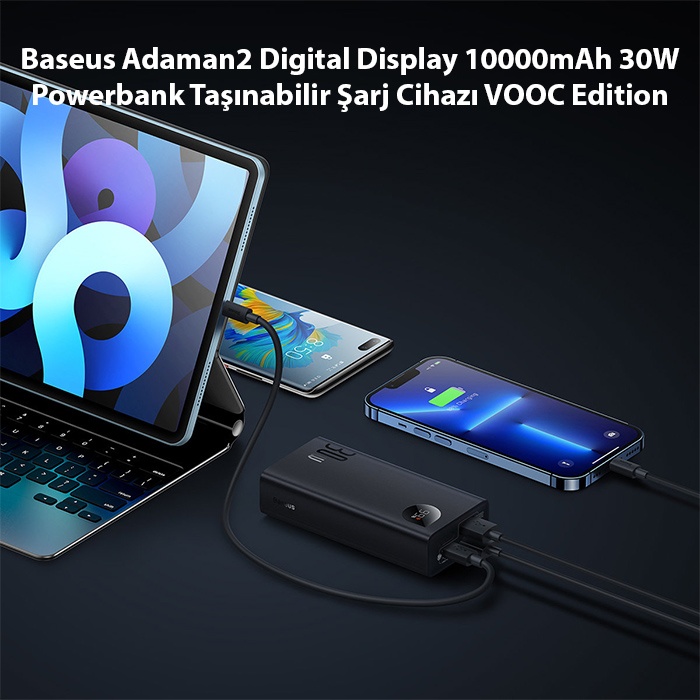 Baseus Adaman2 Digital Display 10000mAh 30W Powerbank Taşınabilir Şarj Cihazı VOOC Edition