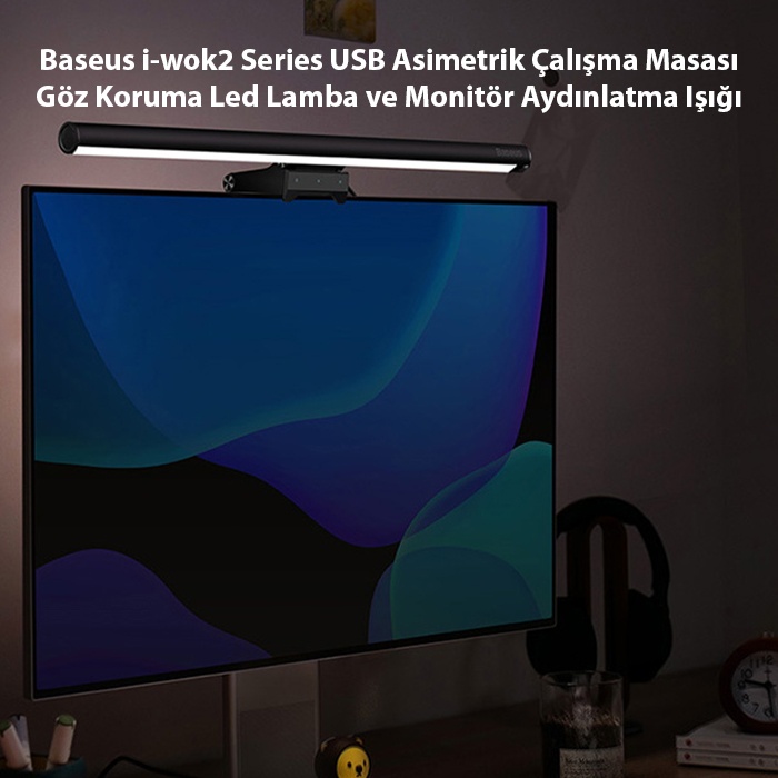 Baseus i-wok2 Series USB Asimetrik Çalışma Masası Göz Koruma Led Lamba ve Monitör Aydınlatma Işığı