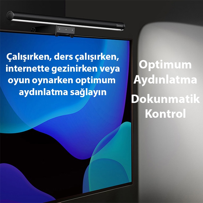 Baseus i-wok2 Series USB Asimetrik Çalışma Masası Göz Koruma Led Lamba ve Monitör Aydınlatma Işığı