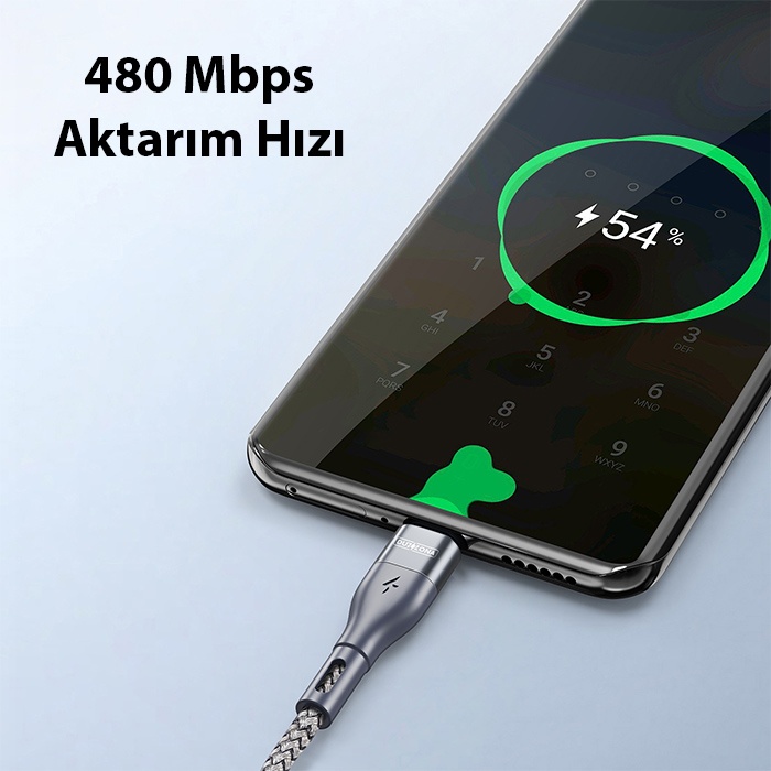 Duzzona A2 65W Type-C to Type-C Ultra Hızlı Şarj ve Data Kablosu 1m