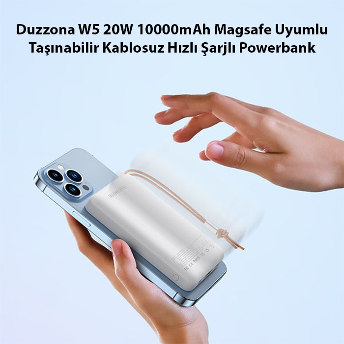 Duzzona W5 20W 10000mAh Magsafe Uyumlu Taşınabilir Kablosuz Hızlı Şarjlı Powerbank