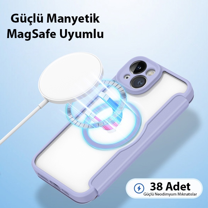 Dux Ducis iPhone 14 Plus 6.7 Kılıf Skin X Pro Series MagSafe Kapaklı Kılıf Folio Case