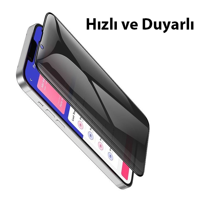Hoco iPhone 14,13,13 Pro Prıvacy Hayalet Full Koruma Cam Ekran Koruyucu