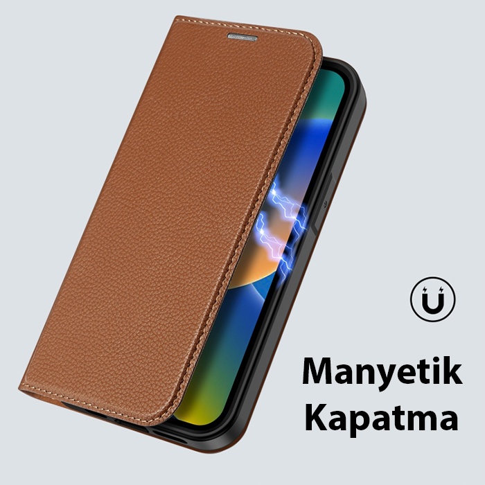 Dux Ducis iPhone 14 Pro 6.1 Kılıf Skin X2 Series PU Deri Manyetik Kapaklı Kılıf Magnetic Folio Case