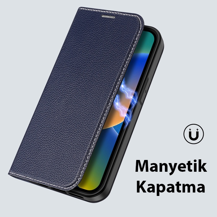 Dux Ducis iPhone 14 Plus 6.7 Kılıf Skin X2 Series PU Deri Manyetik Kapaklı Kılıf Magnetic Folio Case