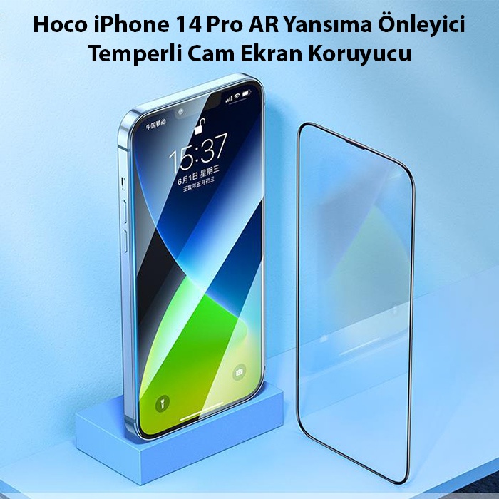 Hoco iPhone 14 Pro AR Yansıma Önleyici Temperli Cam Ekran Koruyucu