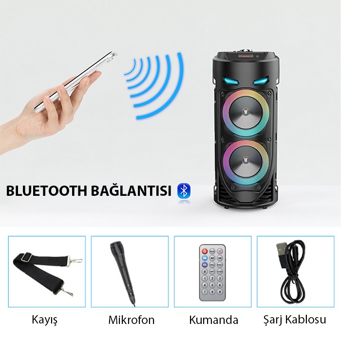 Universal ZQS4239 Mikrofonlu Taşınabilir Speaker Led Işıklı Bluetooth Hoparlör