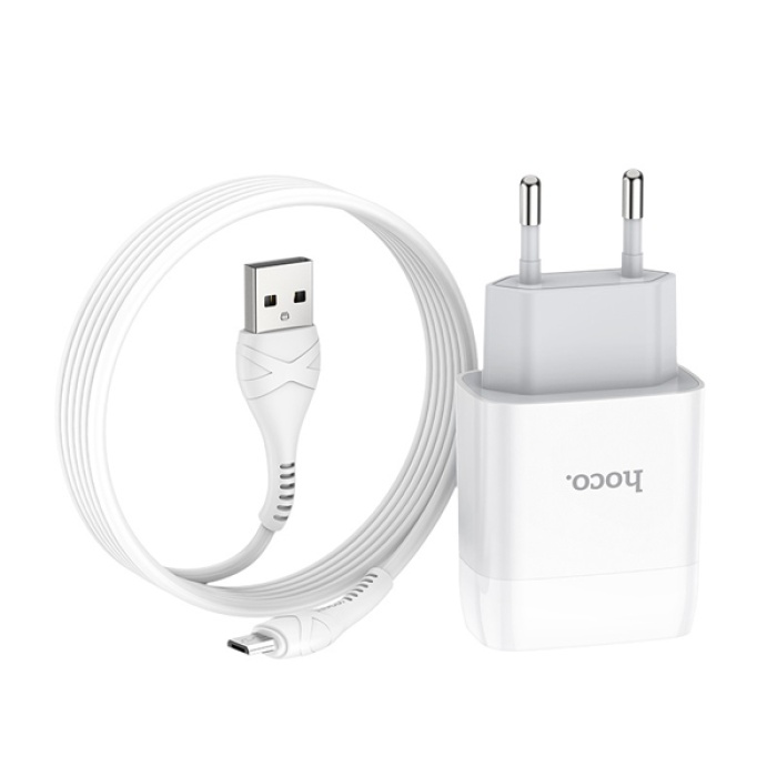 Hoco C73A Çift USB Girişli Hızlı Şarj Adaptörü ve Hızlı Micro Şarj Kablosu 1M