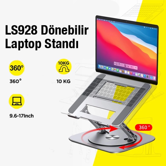 MC LS928HUB Masaüstü 360° Dönebilen Laptop Standı Hub