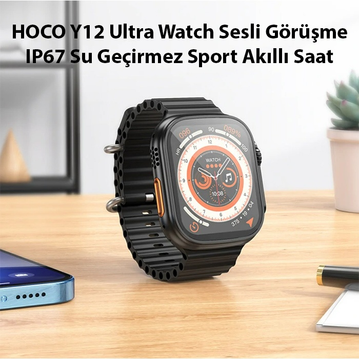 HOCO Y12 Ultra Watch Sesli Görüşme IP67 Su Geçirmez Sport Akıllı Saat