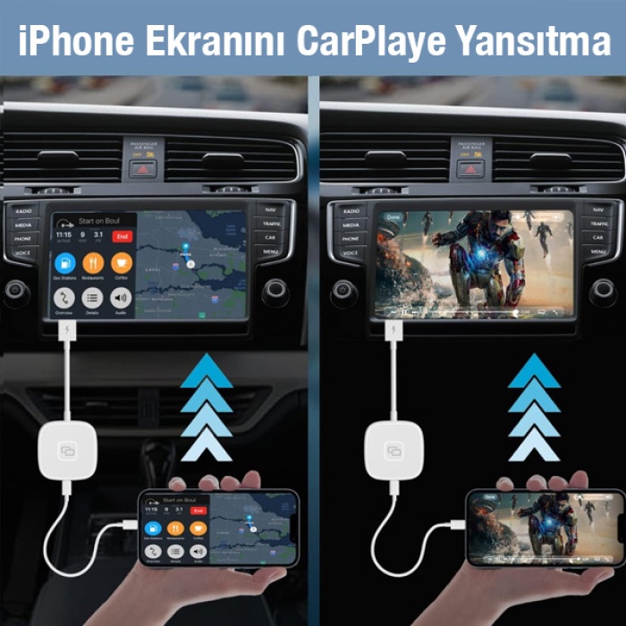 Universal USB+ Lightning Apple iPhone Carplay Mirror Ekran Yansıtıcı Adaptör Çevirici