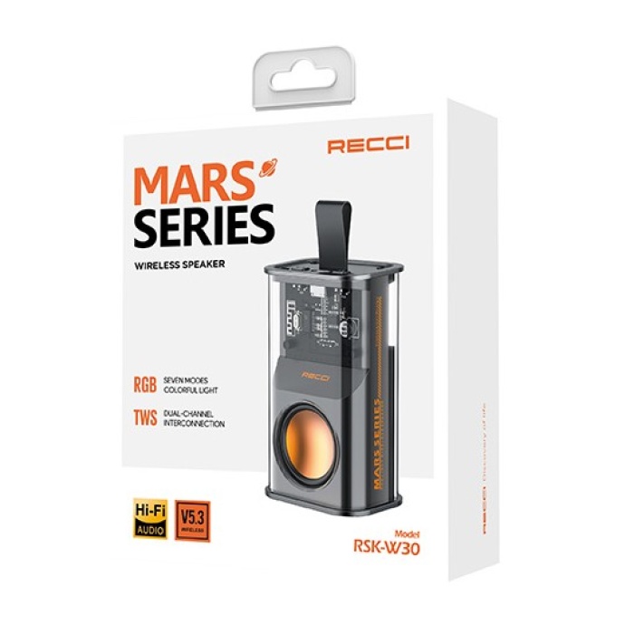 Recci RSK-W30 Mars Serisi Hi-Fi RGB Işıklı Wireless Bluetooth 5.3 Speaker Hoparlör