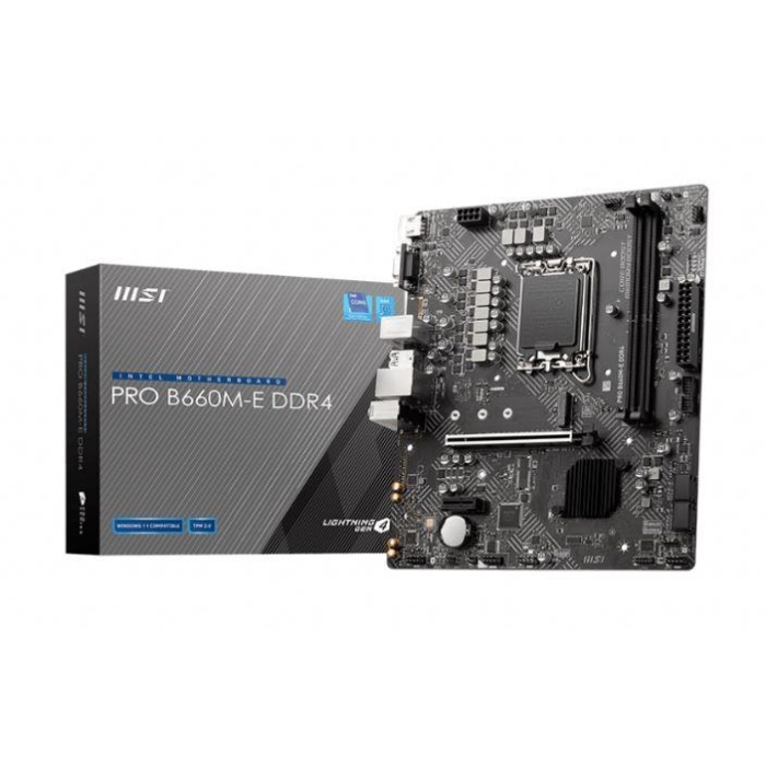 MSI PRO B660M-E DDR4 3200MHZ 1XVGA 1XHDMI 1XM.2 USB 3.2 1700P mATX