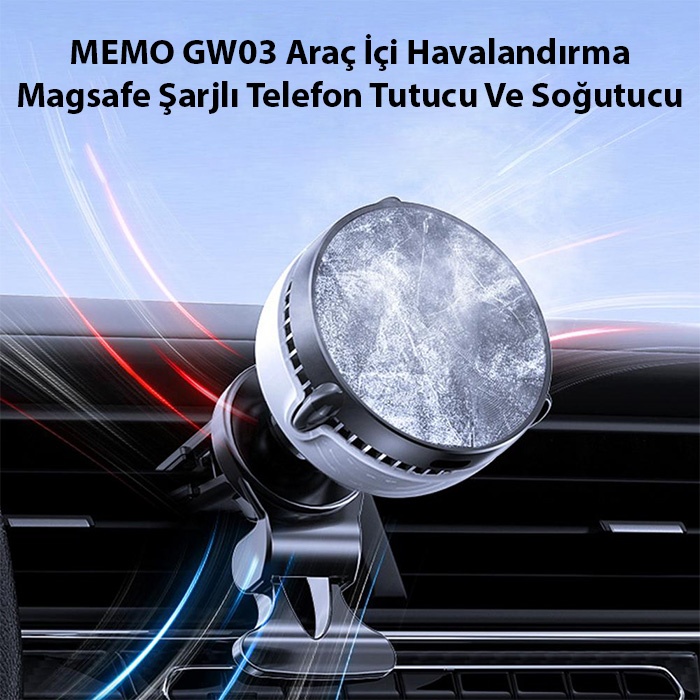 MEMO GW03 Araç İçi Havalandırma Magsafe Şarjlı Telefon Tutucu Ve Soğutucu