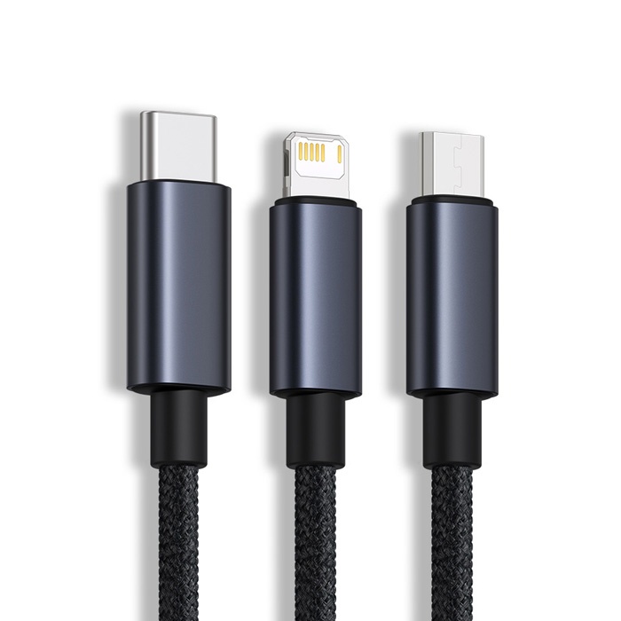 Baseus Minimalist Series 3in1 USB to Type-C + Lightning + Micro USB Hızlı Data Şarj Kablosu