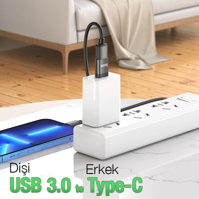 HOCO UA17 Erkek Type-C to Dişi USB Dönüştürücü Çevirici Adaptör