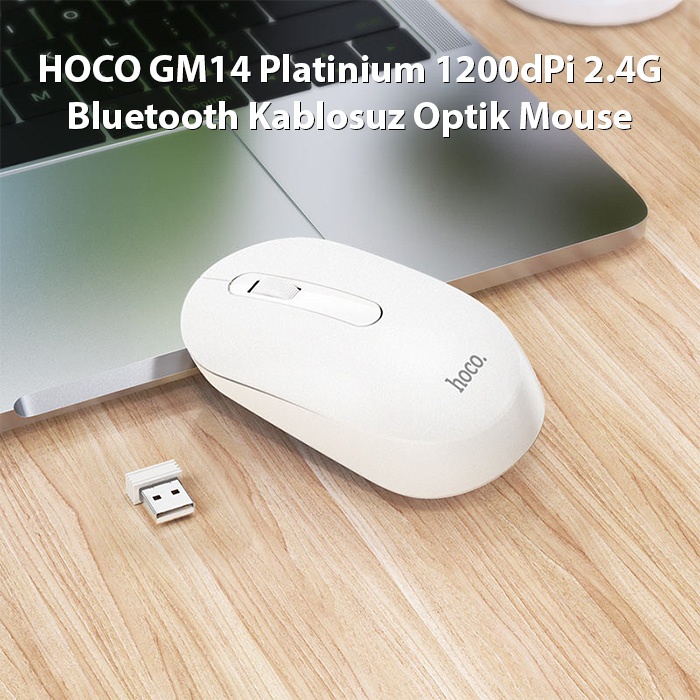 HOCO GM14 Platinium 1200dPi 2.4G Bluetooth Kablosuz Optik Mouse