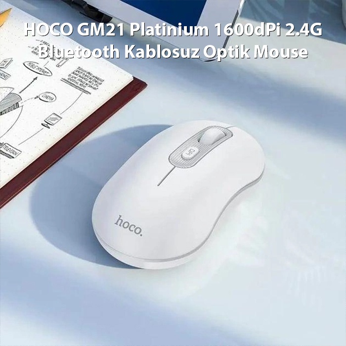 HOCO GM21 Platinium 1600dPi 2.4G Bluetooth Kablosuz Optik Mouse