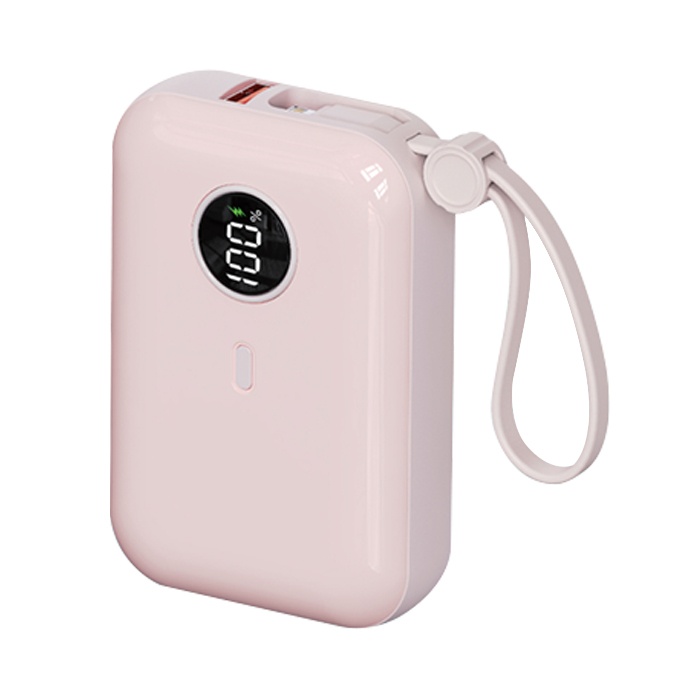 WOLG V36 22.5W 10000 mAh Dijital Göstergeli Lightning & Type-C Kablolu Hızlı Şarj Powerbank