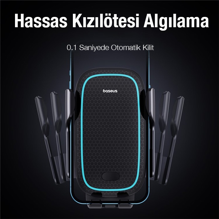 Baseus Milky Way Pro 15W Kablosuz Şarjlı Havalandırma Bölmesi Araç Telefon Tutucu