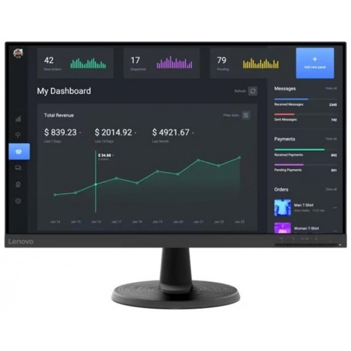 23.8 LENOVO 63DCKAT6TK FHD 7MS 75HZ HDMI+VGA MONITOR