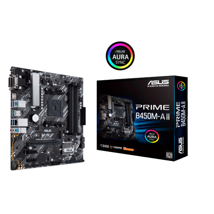 ASUS PRIME B450M-A II DDR4 4400MHZ 1XVGA 1XHDMI 1XDVI 1XM.2 USB 3.2 MATX AM4 ANAKART