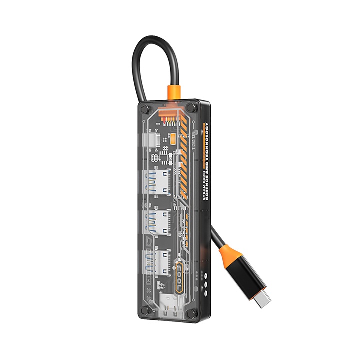 Universal 5in1 Type-c To USB3.0 *4 + Type-c Çoğaltıcı Transparan Hub