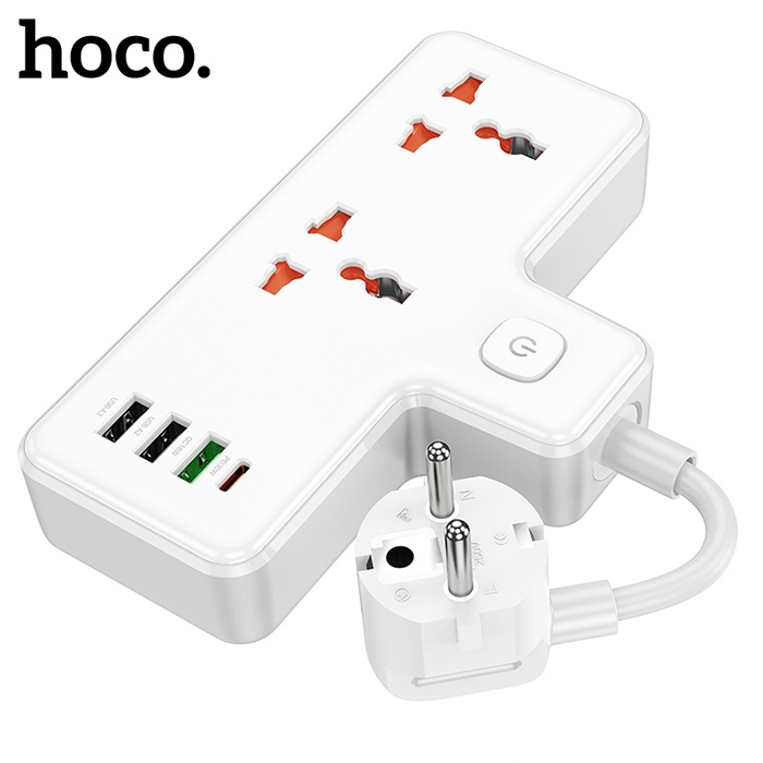 HOCO AC11A 2500W 2 Priz + 3 USB + 30W Type-C Multifonksiyonel Priz Çoğaltıcı Şarj Aleti