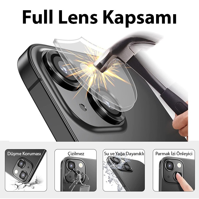 iPhone 15-15 Plus Tempered Kamera Lens Koruma Camı