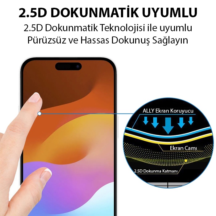 iPhone 15 Pro Full Glue Tempered Kırılmaz Cam Ekran Koruyucu