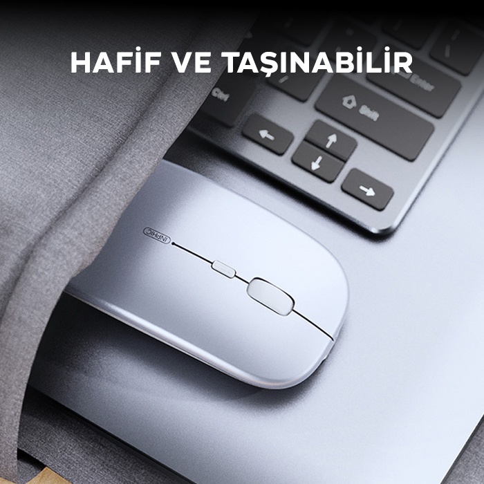 İNPHİC M1P Kablosuz Fare, Şarj Edilebilir Sessiz Kullanım Ultra İnce 2.4G USB Mouse