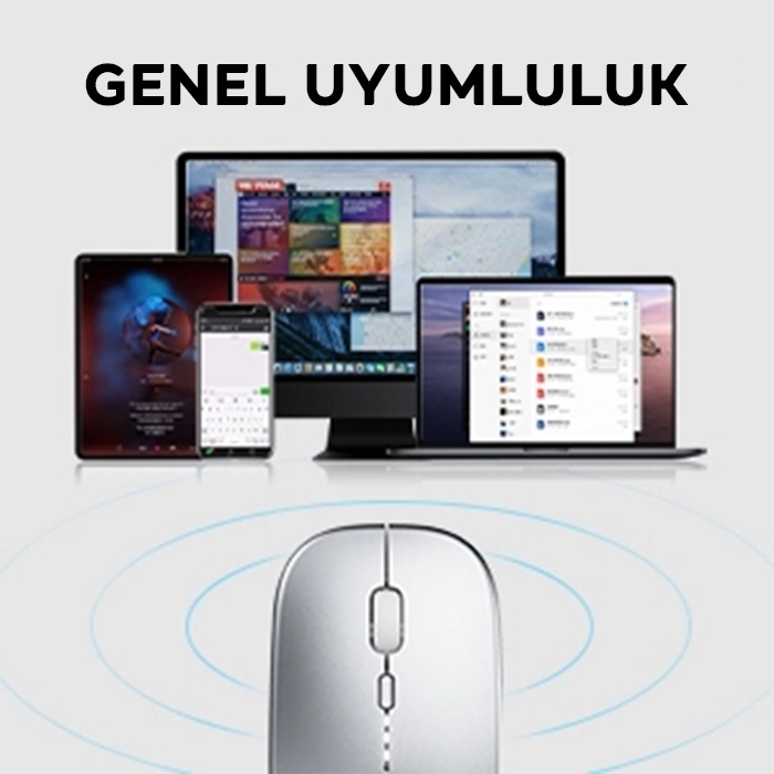 İNPHİC M1P Kablosuz Fare, Şarj Edilebilir Sessiz Kullanım Ultra İnce 2.4G USB Mouse