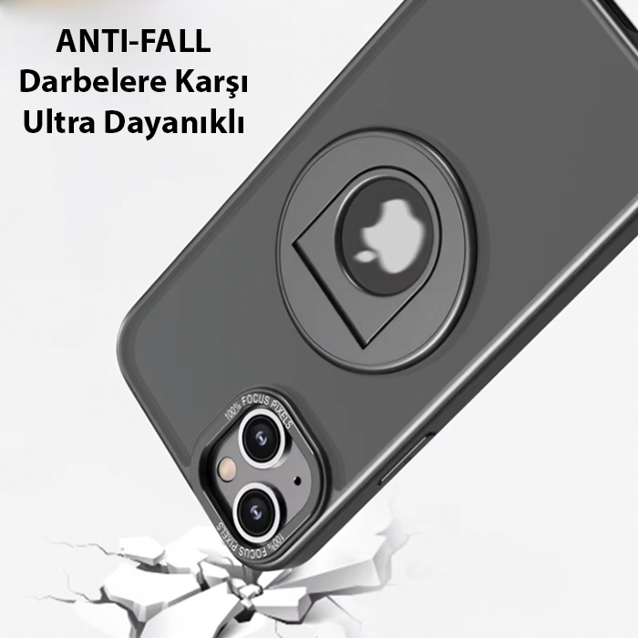 iPhone 15 İçin Magsafe Uyumlu Yüzük Standlı Manyetik Silikon Kılıf