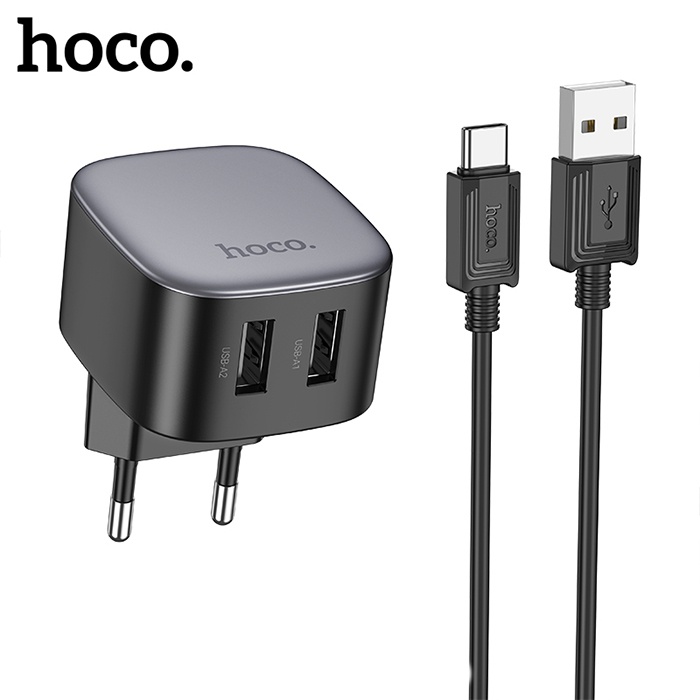 Hoco CS31A 2xUSB + Type-C to USB Kablo Hızlı Şarj Adaptör Seti